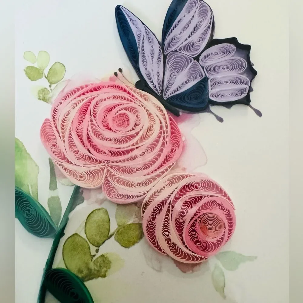 Butterfly Floral Quilling Art Spring Floral Greeting Card